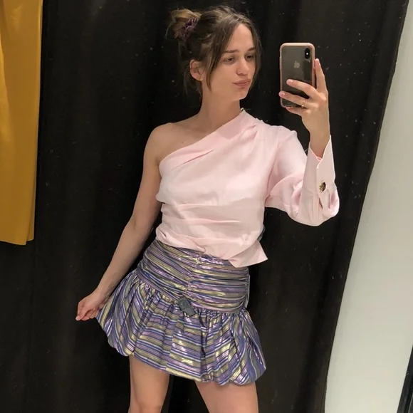 Bubble skirt ZARA Y2K Bubble Mini skirt gathered shine skirt - Picture 12 of 13